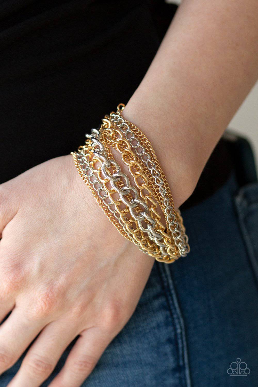 Metallic Horizon - Gold & Silver Chain Bracelet - Paparazzi Accessories - GlaMarous Titi Jewels