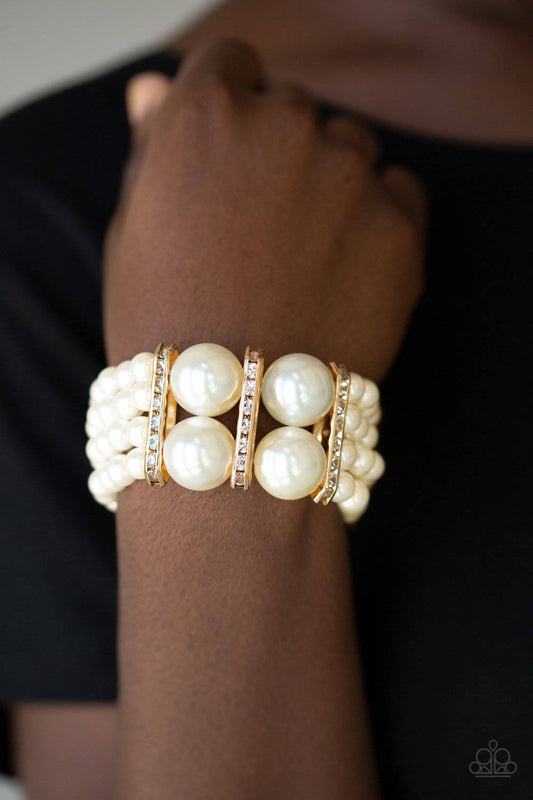 Romance Remix - Gold & White Pearl Bracelet - Paparazzi Accessories - GlaMarous Titi Jewels