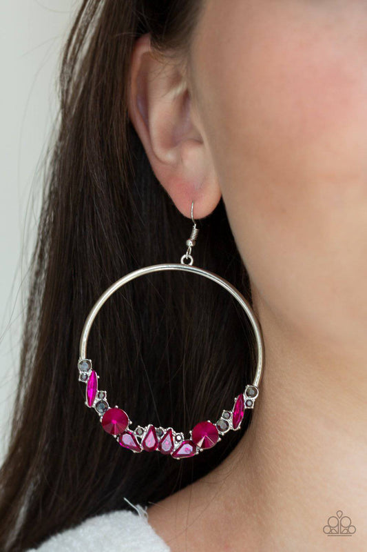 Business Casual - Pink & Hematite Rhinestone Earrings - Paparazzi Accessories - GlaMarous Titi Jewels