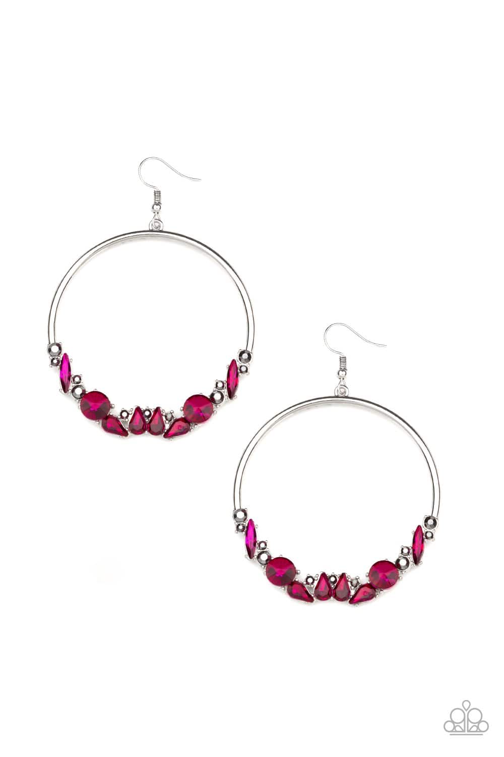 Business Casual - Pink & Hematite Rhinestone Earrings - Paparazzi Accessories - GlaMarous Titi Jewels