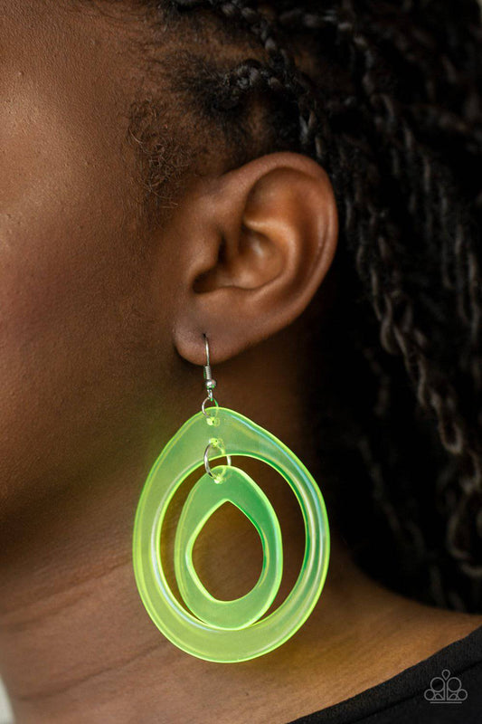 Show Your True NEONS - Yellow Acrylic Hoop Earrings - Paparazzi Accessories - GlaMarous Titi Jewels