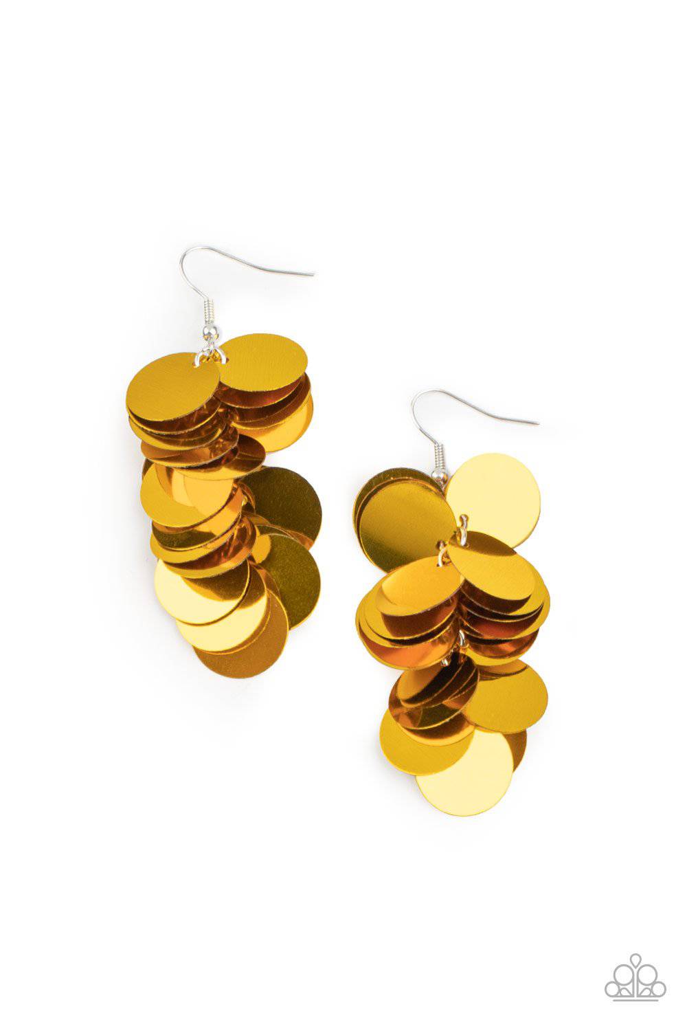 Now You SEQUIN It - Gold Sequins Earrings - Paparazzi Accessories - GlaMarous Titi Jewels