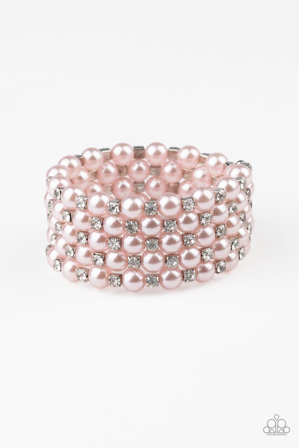 Rich Royal - Pink Pearl and Rhinestone Coil Bracelet - Paparazzi Accessories - GlaMarous Titi Jewels