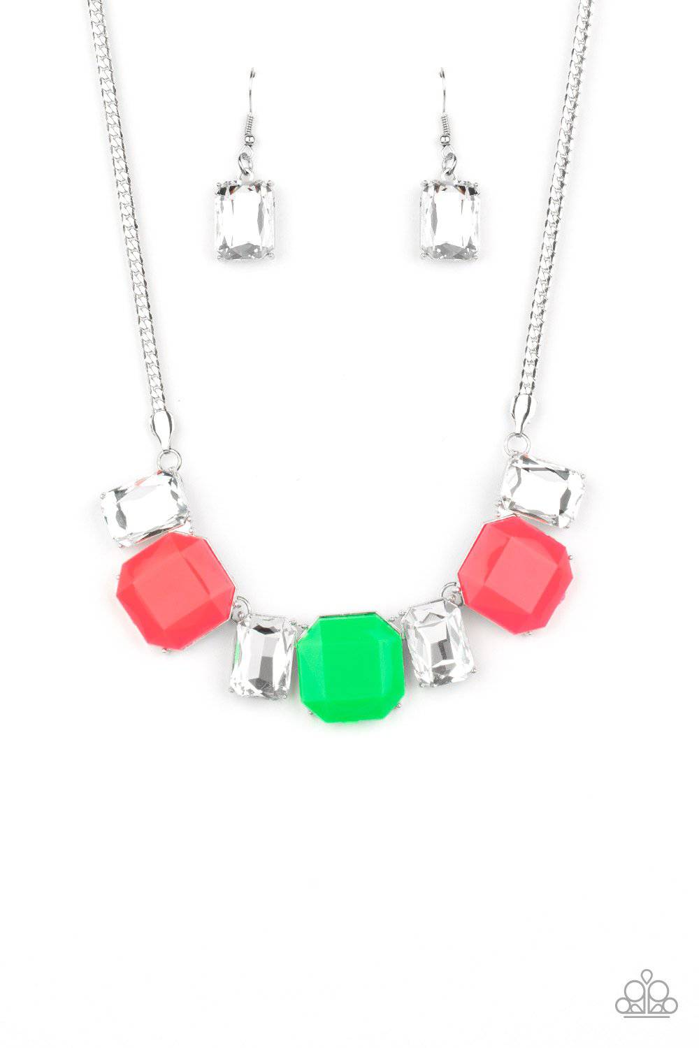 Royal Crest - Neon Pink and Green Bead Necklace - Paparazzi Accessories - GlaMarous Titi Jewels