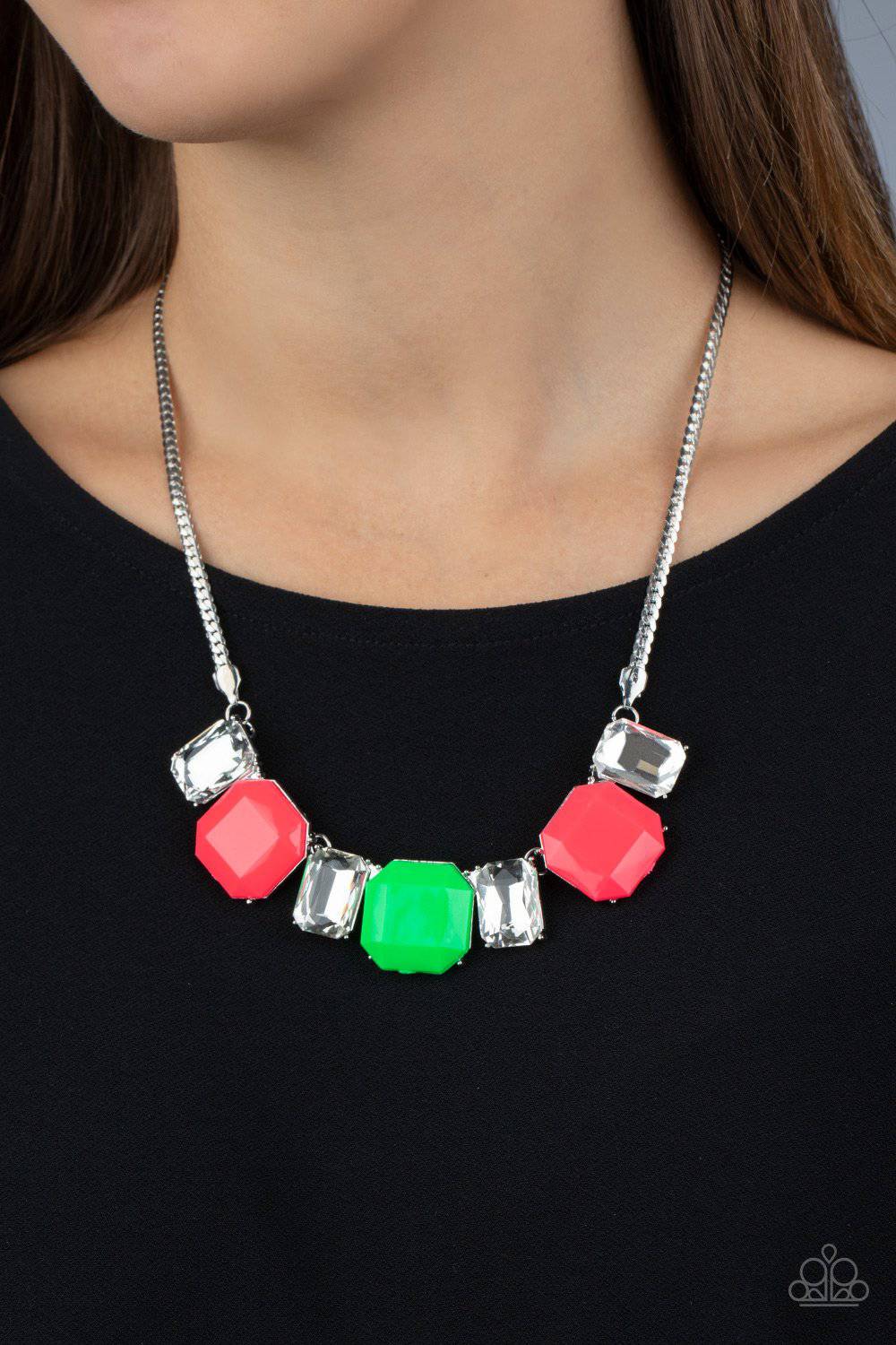 Royal Crest - Neon Pink and Green Bead Necklace - Paparazzi Accessories - GlaMarous Titi Jewels