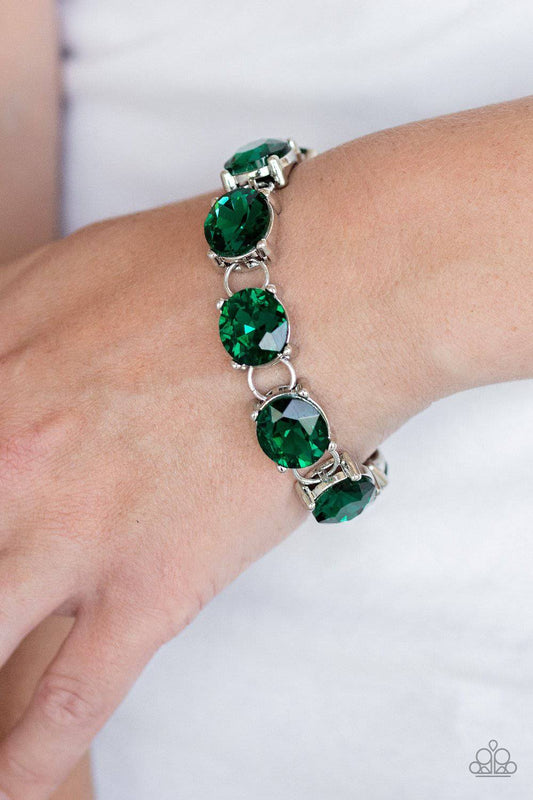 Mind Your Manners - Green Rhinestone Bracelet - Paparazzi Accessories - GlaMarous Titi Jewels