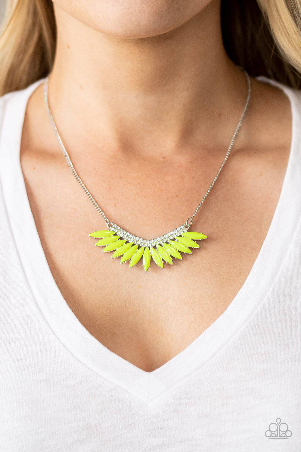 Extra Extravaganza - Neon Yellow Necklace - Paparazzi Accessories - GlaMarous Titi Jewels