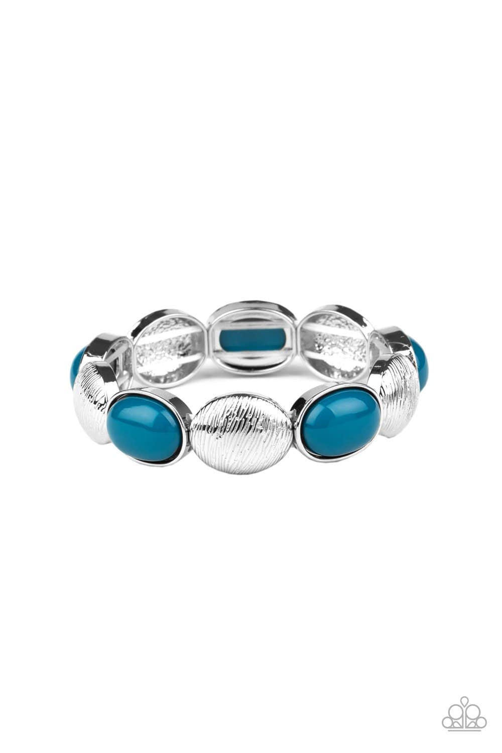 Decadently Dewy - Blue and Silver Stretchy Bracelet - Paparazzi Accessories - GlaMarous Titi Jewels