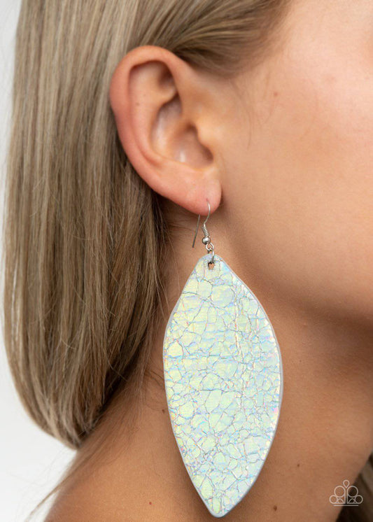 Eden Radiance - Metallic Iridescence Leaf-like Leather Earrings - Paparazzi Accessories - GlaMarous Titi Jewels