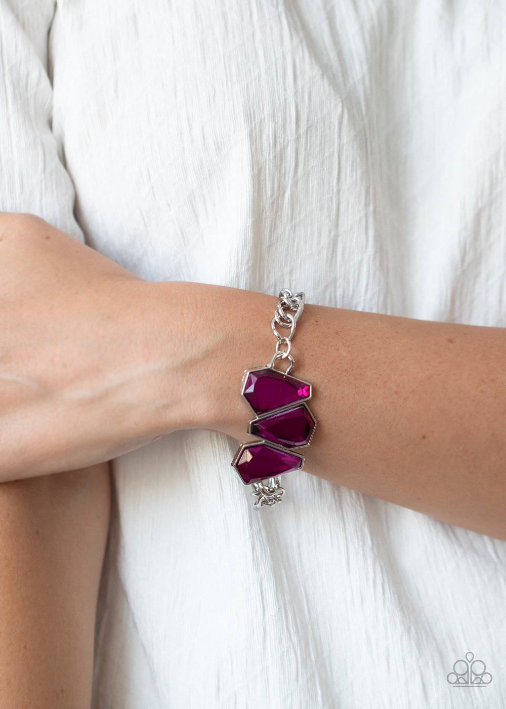 Raw Radiance - Pink Peacock Gem Rhinestone Bracelet - Paparazzi Accessories - GlaMarous Titi Jewels