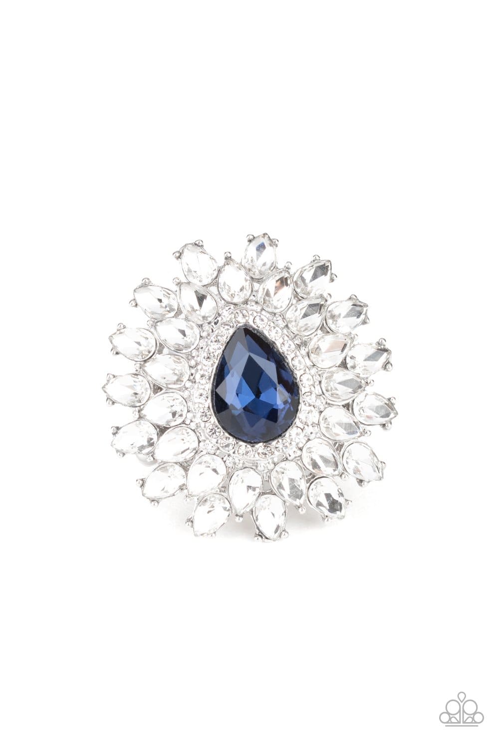 Whos Counting? - Blue Dramatic Rhinestone Teardrop Ring - Paparazzi Accessories - GlaMarous Titi Jewels