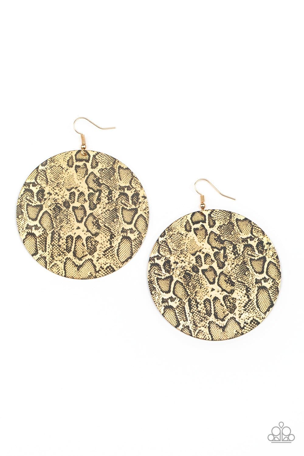 Animal Planet - Gold and Black Python Earrings - Paparazzi Accessories - GlaMarous Titi Jewels
