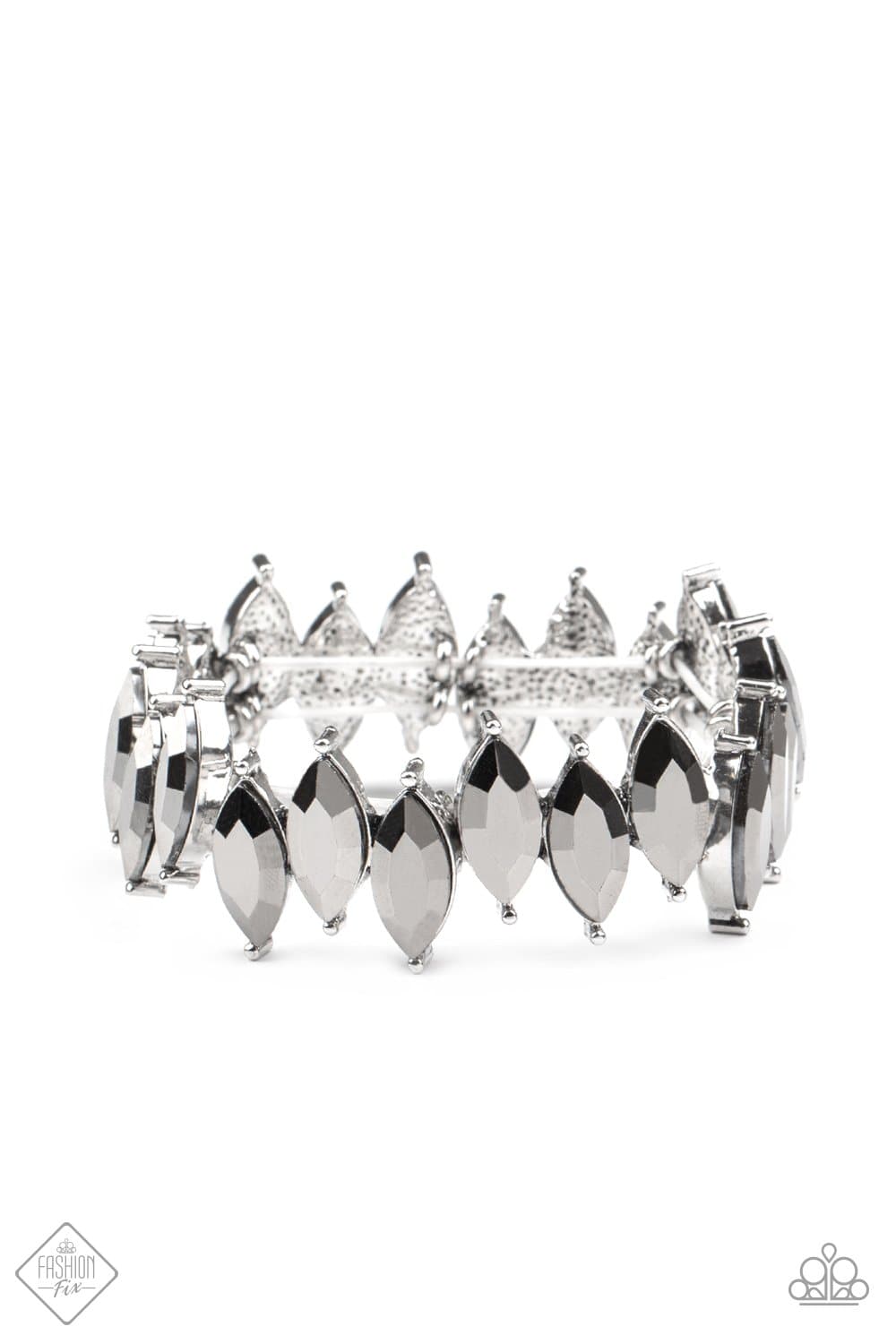 Fiercely Fragmented - Silver Rhinestone Stretchy Bracelet - Paparazzi Accessories - GlaMarous Titi Jewels