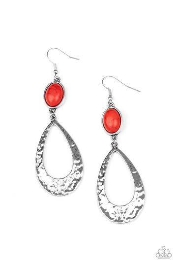 Badlands Baby - Red Stone Earrings - Paparazzi Accessories - GlaMarous Titi Jewels