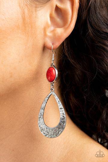 Badlands Baby - Red Stone Earrings - Paparazzi Accessories - GlaMarous Titi Jewels