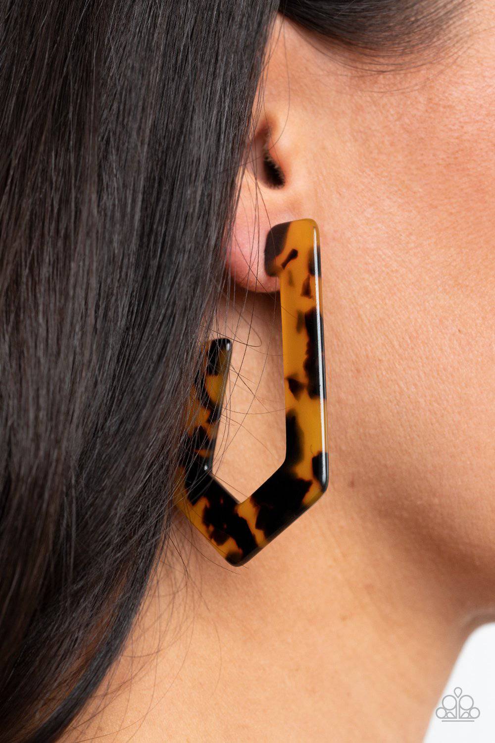 Flat Out Fearless - Multi Tortoise Shell Pattern Acrylic Earrings - Paparazzi Accessories - GlaMarous Titi Jewels