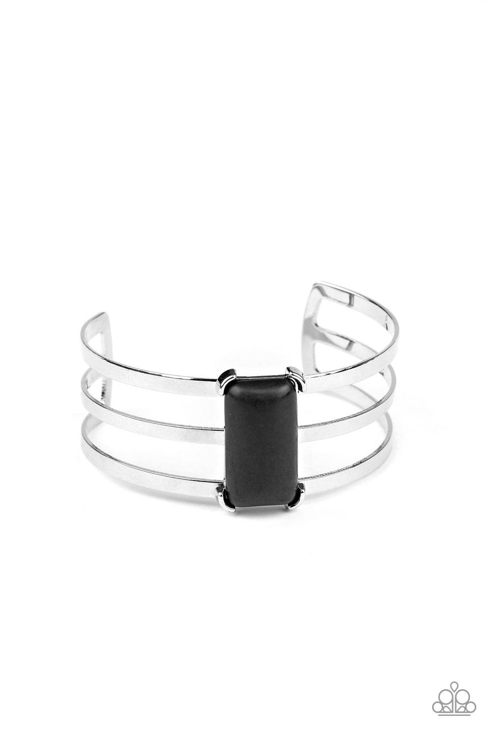 Rural Recreation - Black Stone Cuff Bracelet - Paparazzi Accessories - GlaMarous Titi Jewels