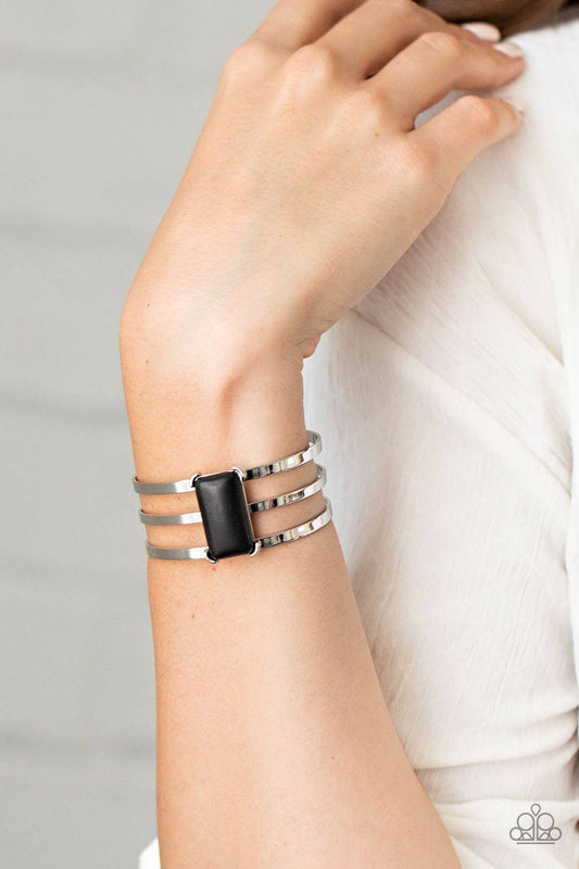 Rural Recreation - Black Stone Cuff Bracelet - Paparazzi Accessories - GlaMarous Titi Jewels