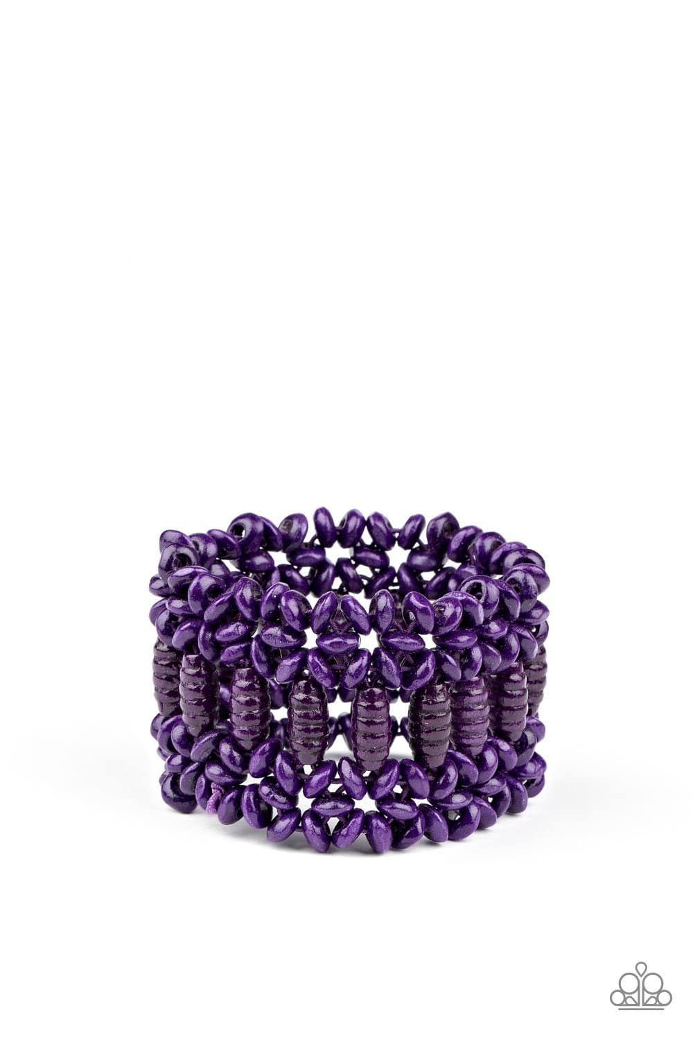 Fiji Flavor - Purple Oval Wooden Bead Stretchy Bracelet - Paparazzi Accessories - GlaMarous Titi Jewels