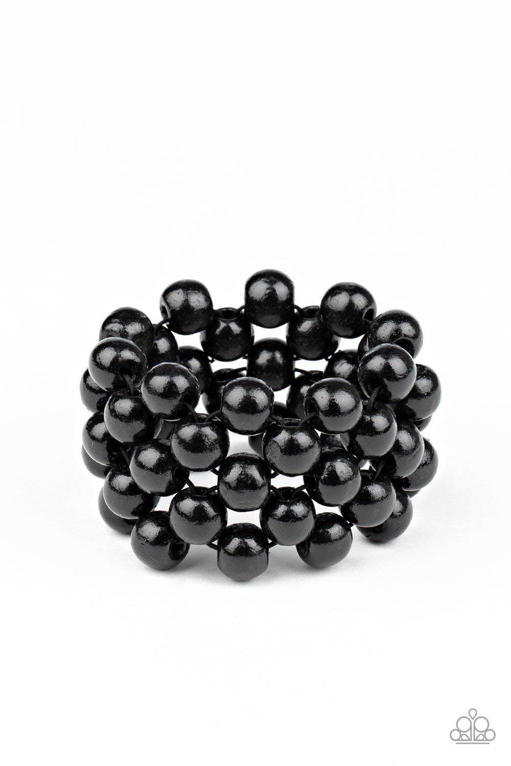 Tiki Tropicana - Black Wooden Bead Stretchy Bracelet - Paparazzi Accessories - GlaMarous Titi Jewels