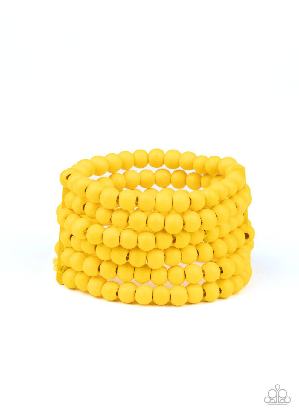 Diving in Maldives - Yellow Wooden Bead Stretchy Bracelet - Paparazzi Accessories - GlaMarous Titi Jewels