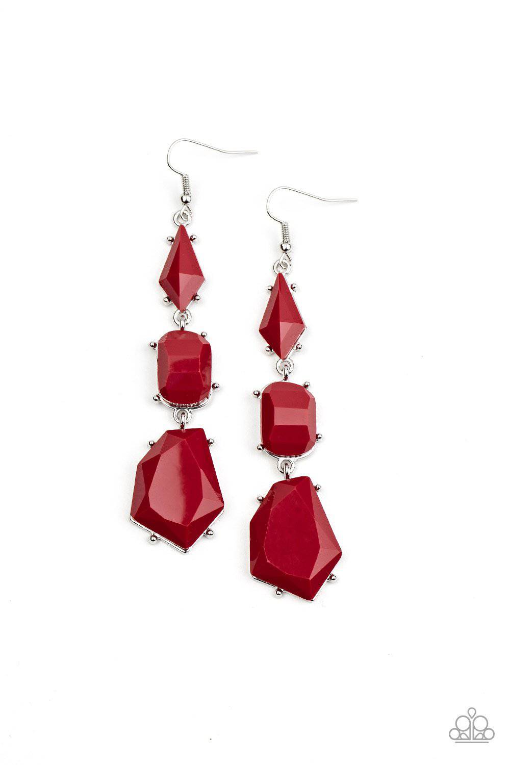 Geo Getaway - Red Samba Beads Earrings - Paparazzi Accessories - GlaMarous Titi Jewels