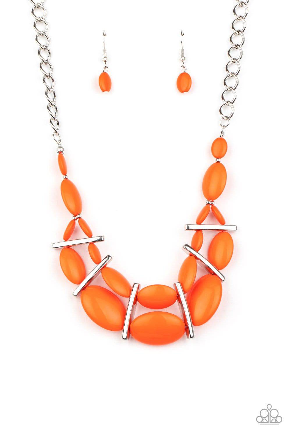 Law of the Jungle - Orange Bead Layered Necklace - Paparazzi Accessories - GlaMarous Titi Jewels