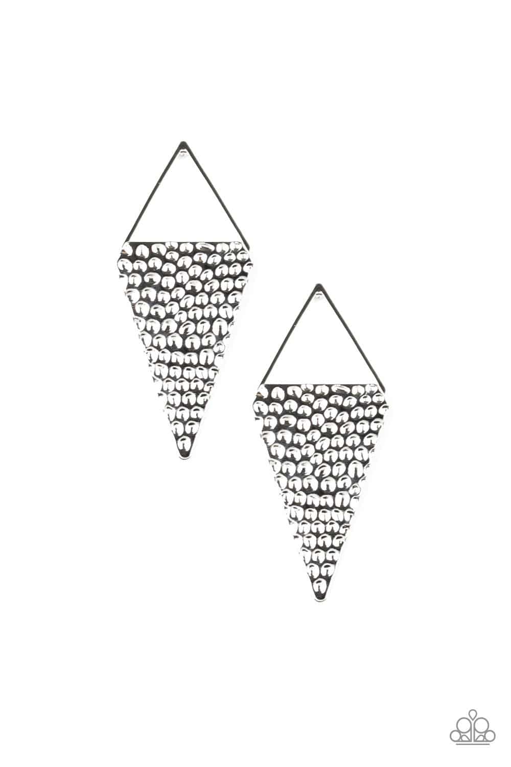 Have A Bite - Silver Triangular Earrings - Paparazzi Accessories - GlaMarous Titi Jewels