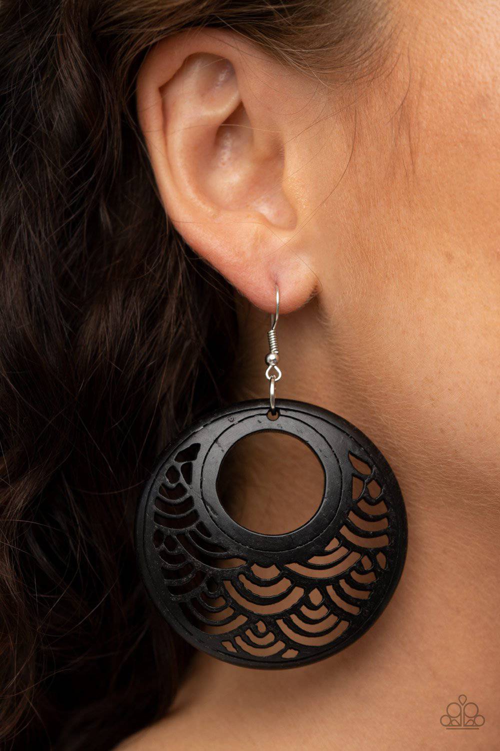 Tropical Canopy - Black Wooden Earrings - Paparazzi Accessories - GlaMarous Titi Jewels