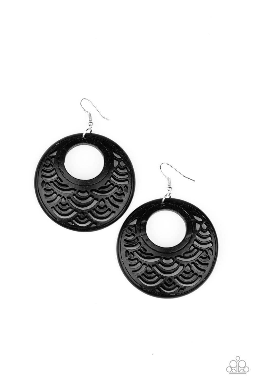 Tropical Canopy - Black Wooden Earrings - Paparazzi Accessories - GlaMarous Titi Jewels