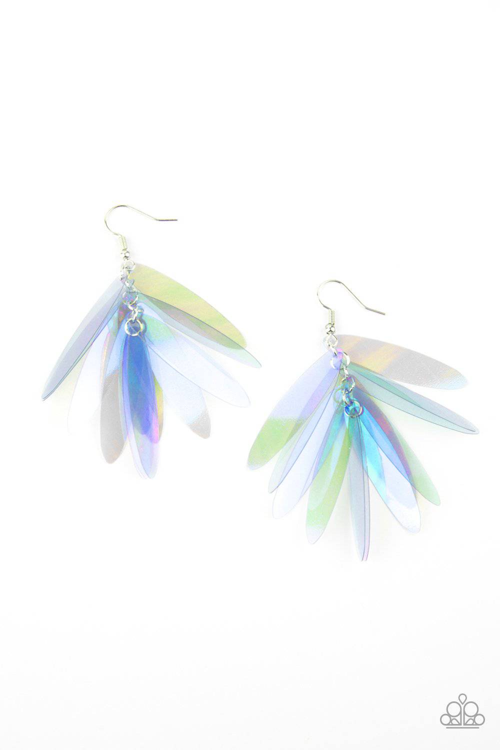 Holographic Glamour - Blue Iridescent Shimmer Earrings - Paparazzi Accessories - GlaMarous Titi Jewels