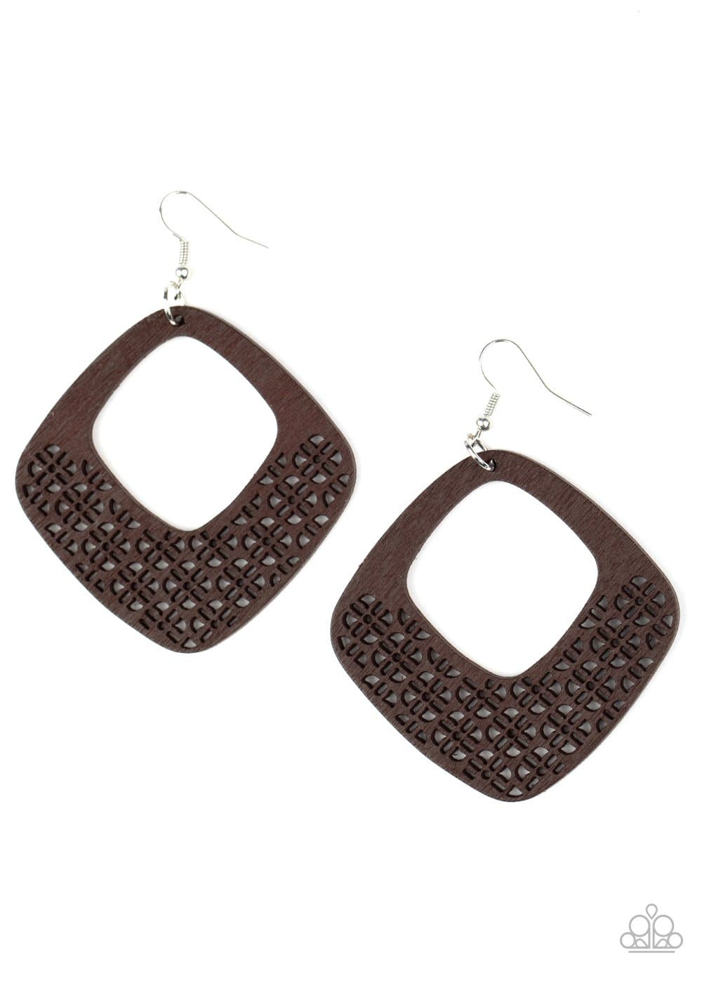 WOOD You Rather - Brown Wooden Diamond-shaped Earrings - Paparazzi Accessories - GlaMarous Titi Jewels