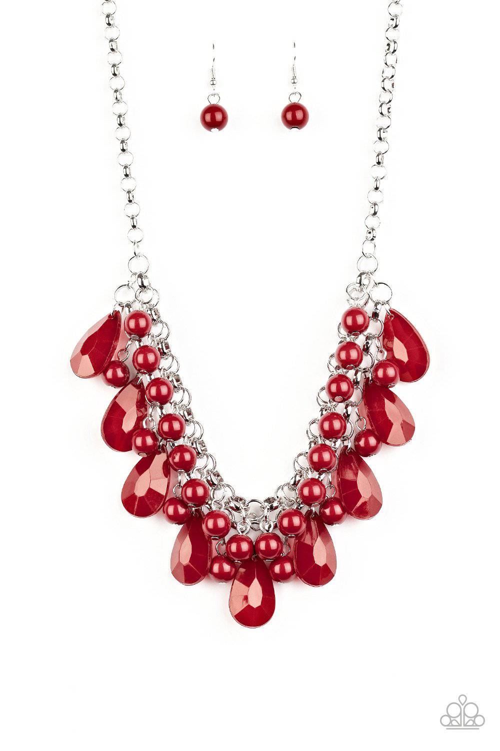 Endless Effervescence - Wine Red Beads Teardrop Necklace - Paparazzi Accessories - GlaMarous Titi Jewels