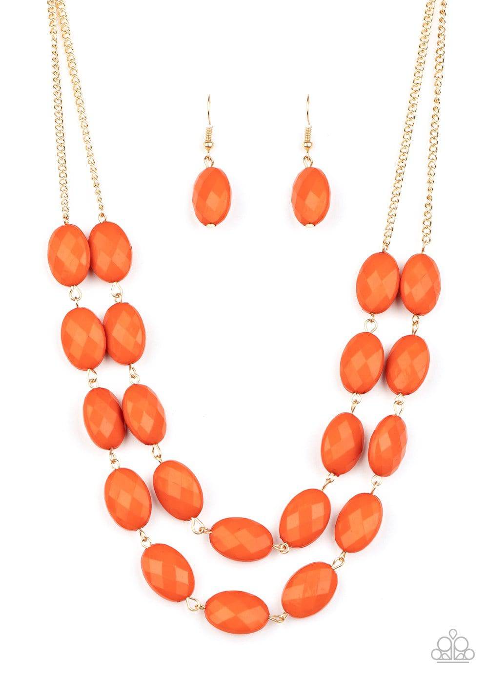 Max Volume - Orange Oval Beads Necklace - Paparazzi Accessories - GlaMarous Titi Jewels