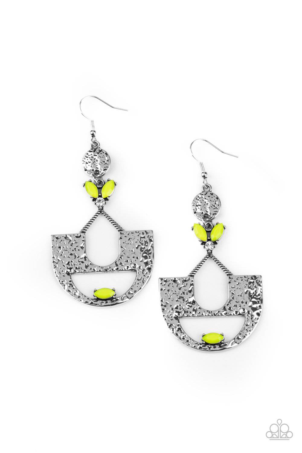 Modern Day Mecca - Yellow and White Rhinestone Earrings - Paparazzi Accessories - GlaMarous Titi Jewels