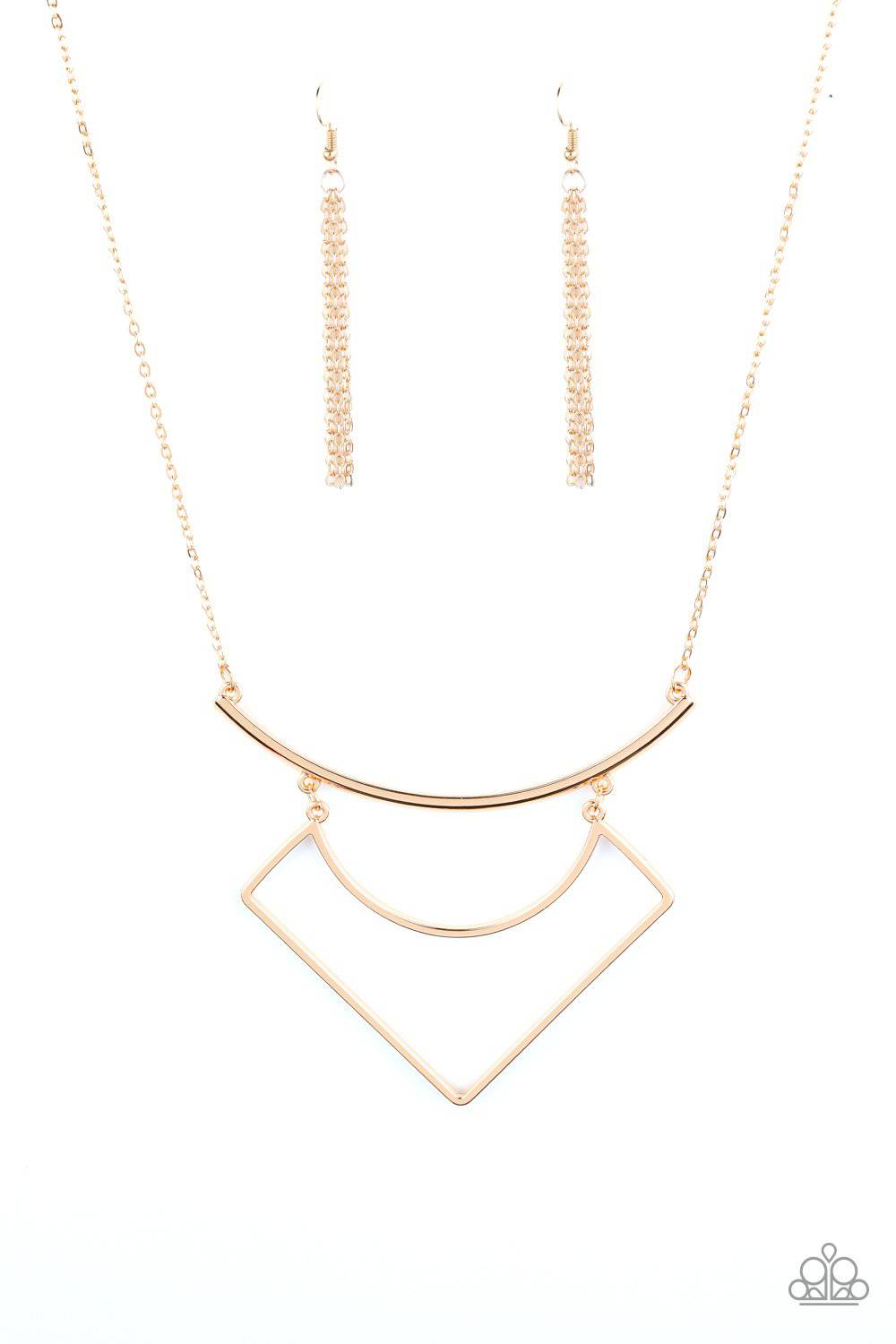 Egyptian Edge - Gold Angled Frame Necklace - Paparazzi Accessories - GlaMarous Titi Jewels