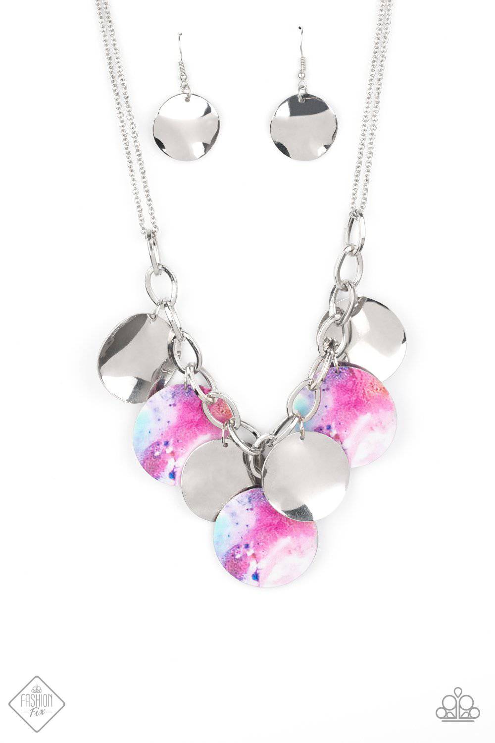 Tie Dye Drama - Multi Flat Colorful Disc Necklace - Paparazzi Accessories - GlaMarous Titi Jewels