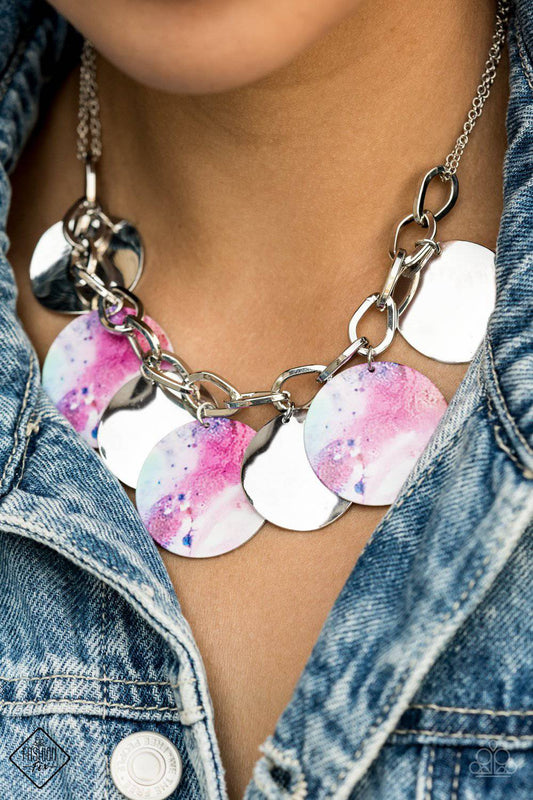 Tie Dye Drama - Multi Flat Colorful Disc Necklace - Paparazzi Accessories - GlaMarous Titi Jewels