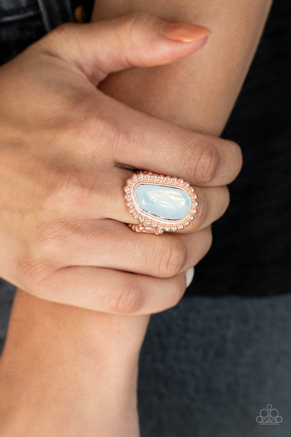 For ETHEREAL! - Rose Gold Opalescent Stone Ring - Paparazzi Accessories - GlaMarous Titi Jewels