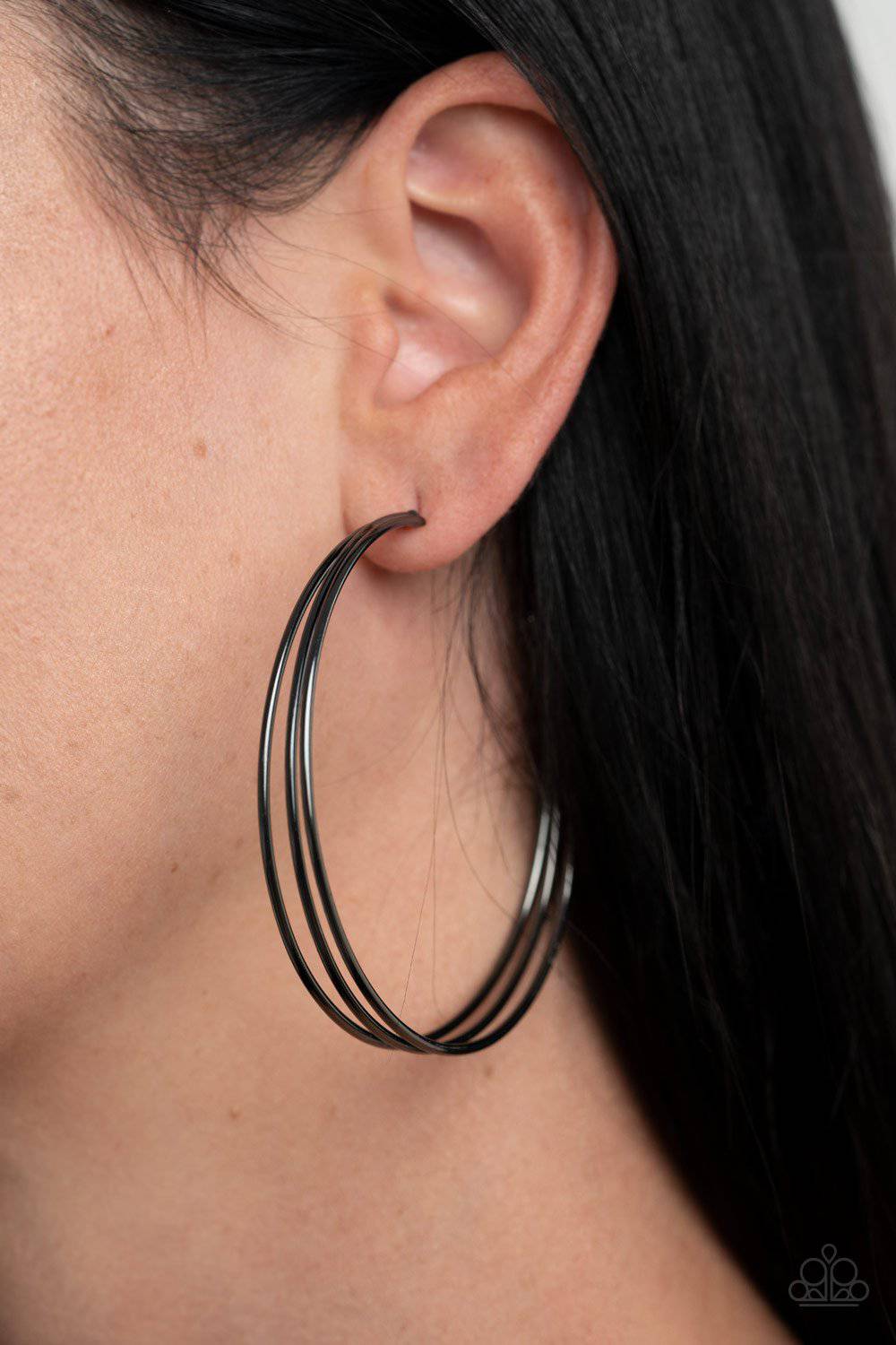 Rimmed Radiance - Black Gunmetal Earrings - Paparazzi Accessories - GlaMarous Titi Jewels