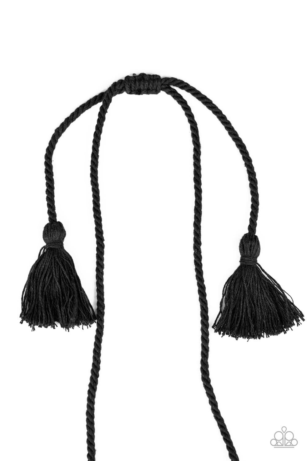 Macrame Mantra - Black Knotted Corded Necklace - Paparazzi Accessories - GlaMarous Titi Jewels