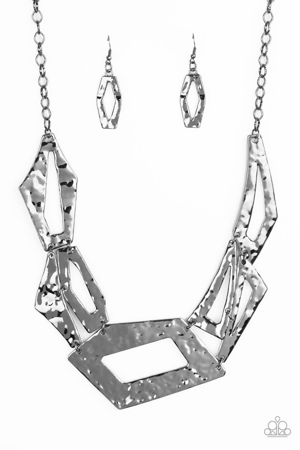 Break The Mold - Black Gunmetal Edgy Necklace - Paparazzi Accessories - GlaMarous Titi Jewels