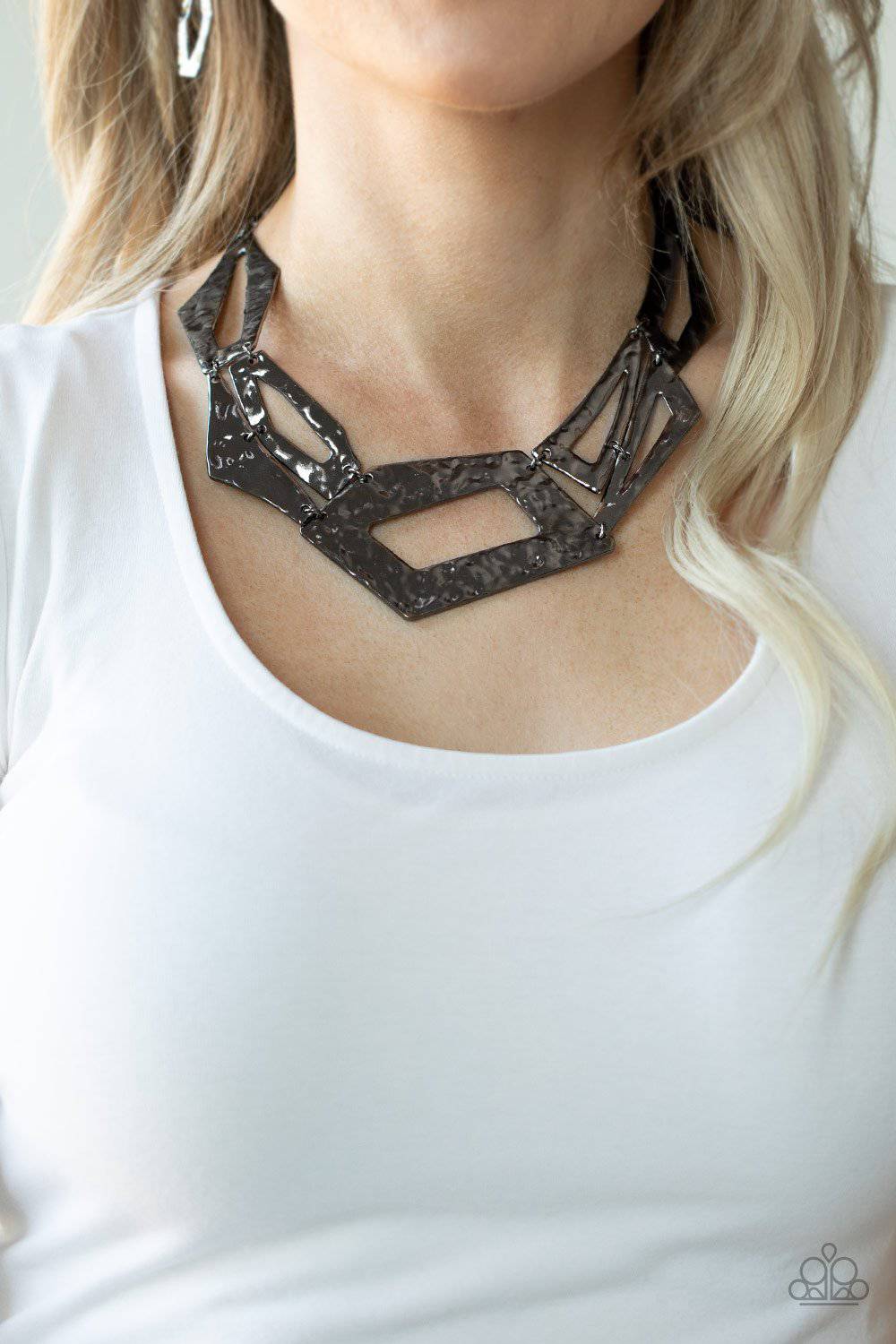 Break The Mold - Black Gunmetal Edgy Necklace - Paparazzi Accessories - GlaMarous Titi Jewels