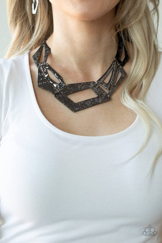 Break The Mold - Black Gunmetal Edgy Necklace - Paparazzi Accessories - GlaMarous Titi Jewels