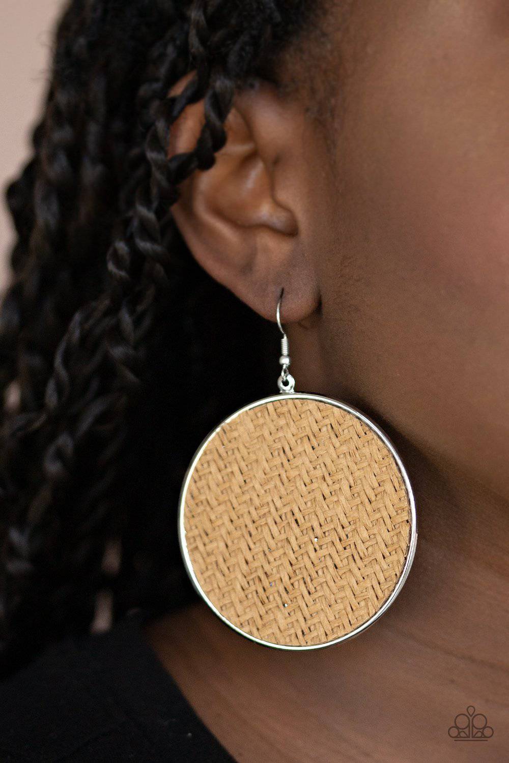 Wonderfully Woven - Brown Twine-Like Earrings - Paparazzi Accessories - GlaMarous Titi Jewels