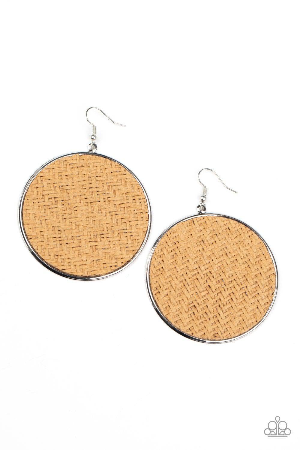 Wonderfully Woven - Brown Twine-Like Earrings - Paparazzi Accessories - GlaMarous Titi Jewels