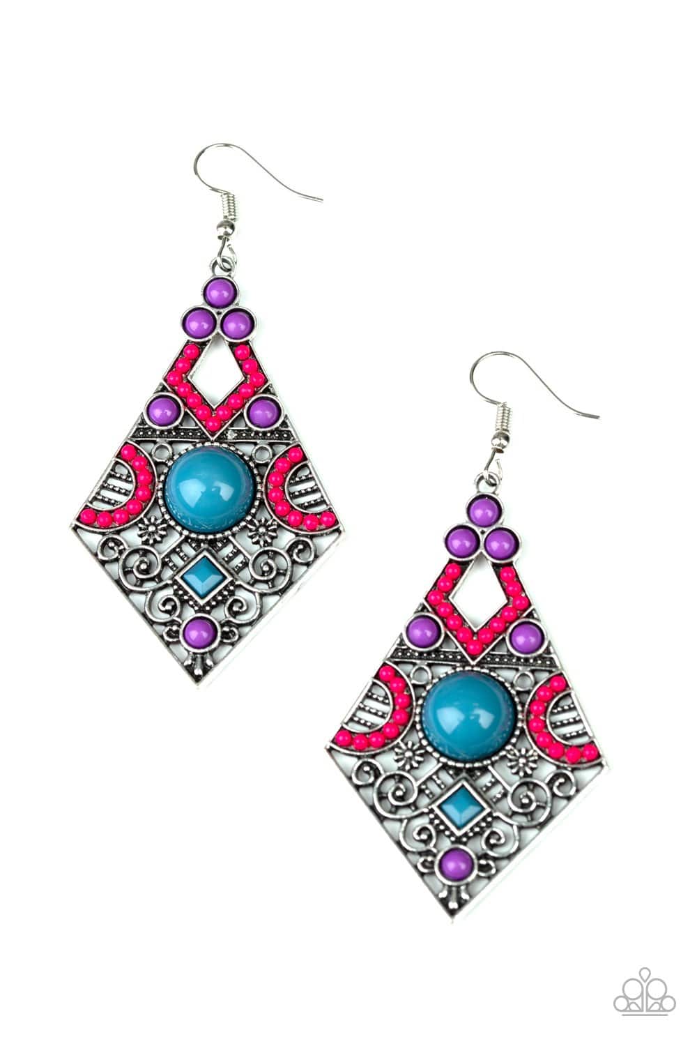 Malibu Meadows - Blue Pink Purple Beading Earrings - Paparazzi Accessories - GlaMarous Titi Jewels