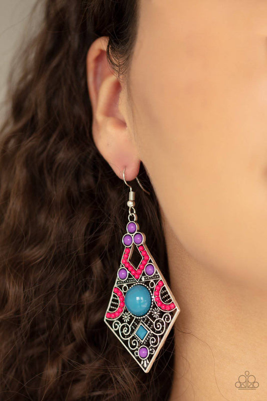 Malibu Meadows - Blue Pink Purple Beading Earrings - Paparazzi Accessories - GlaMarous Titi Jewels