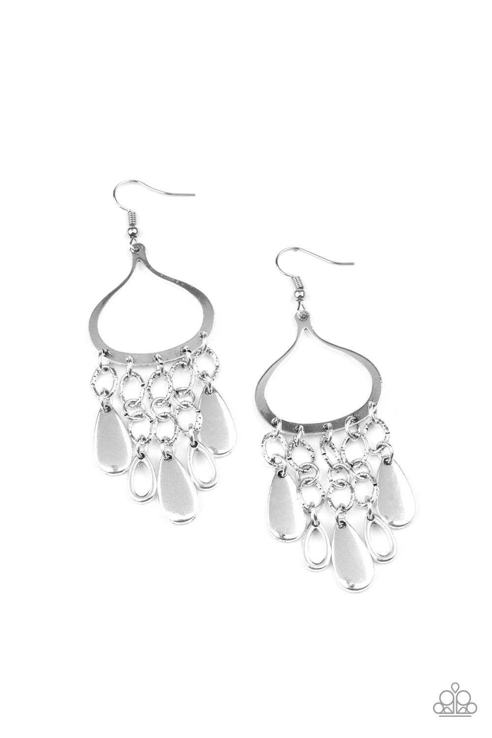 Lure Away - Silver Teardrop Dangle Earrings - Paparazzi Accessories - GlaMarous Titi Jewels