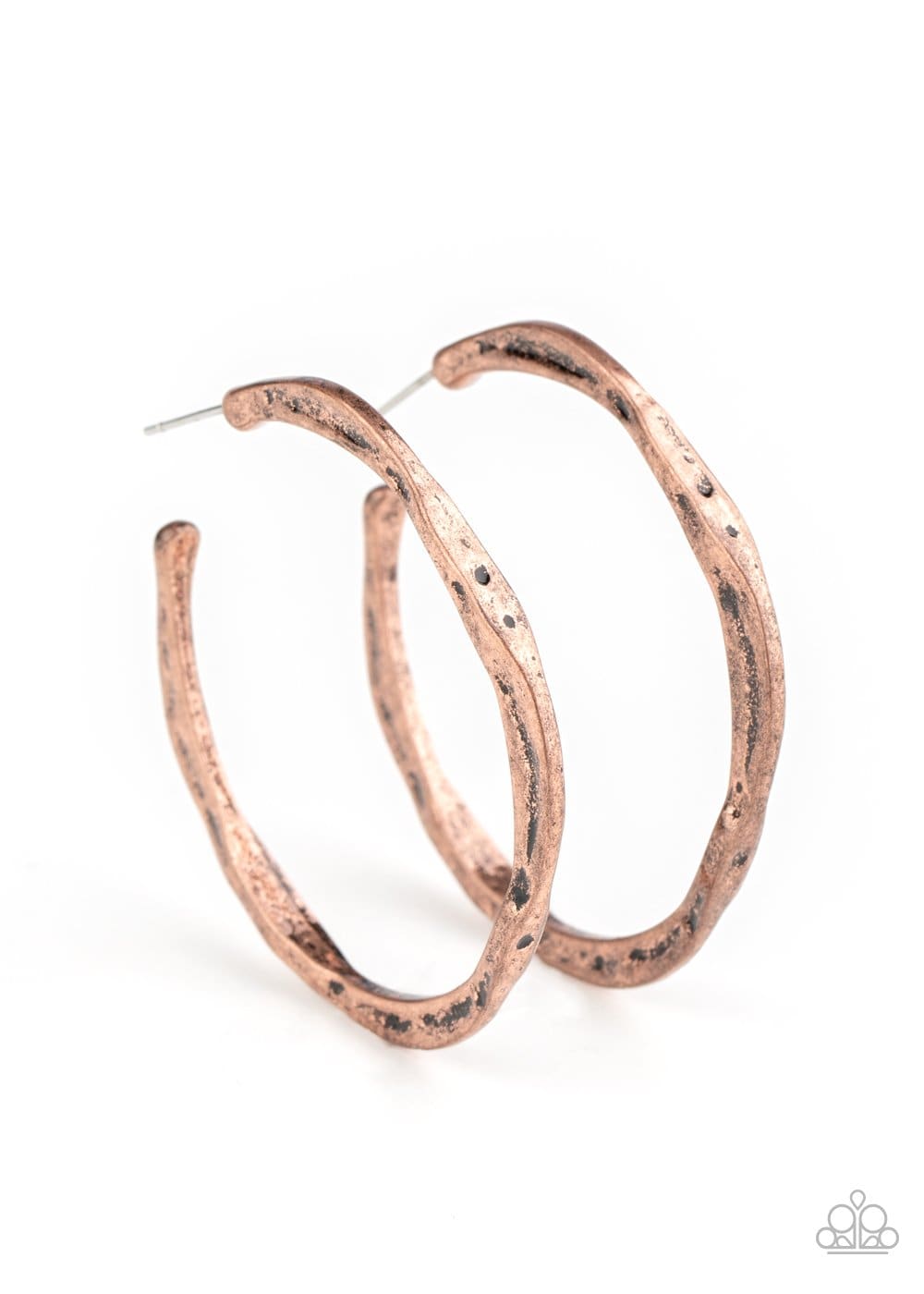 Asymmetrical Attitude - Copper Hoop Earrings - Paparazzi Accessories - GlaMarous Titi Jewels